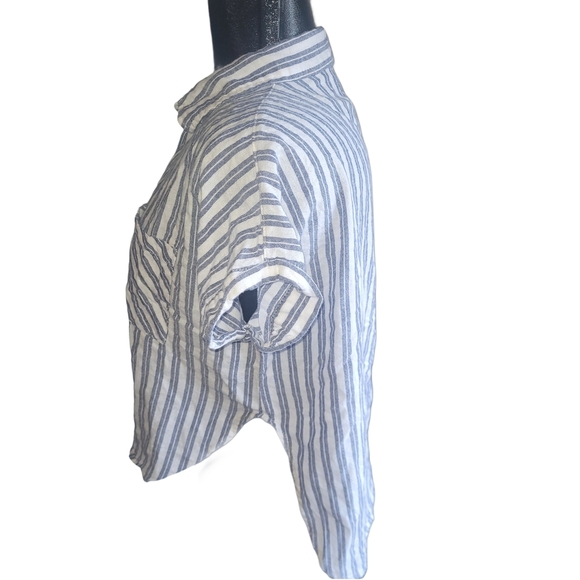 Favlux Blue And White Striped High Low Shirt M - Picture 4 of 6